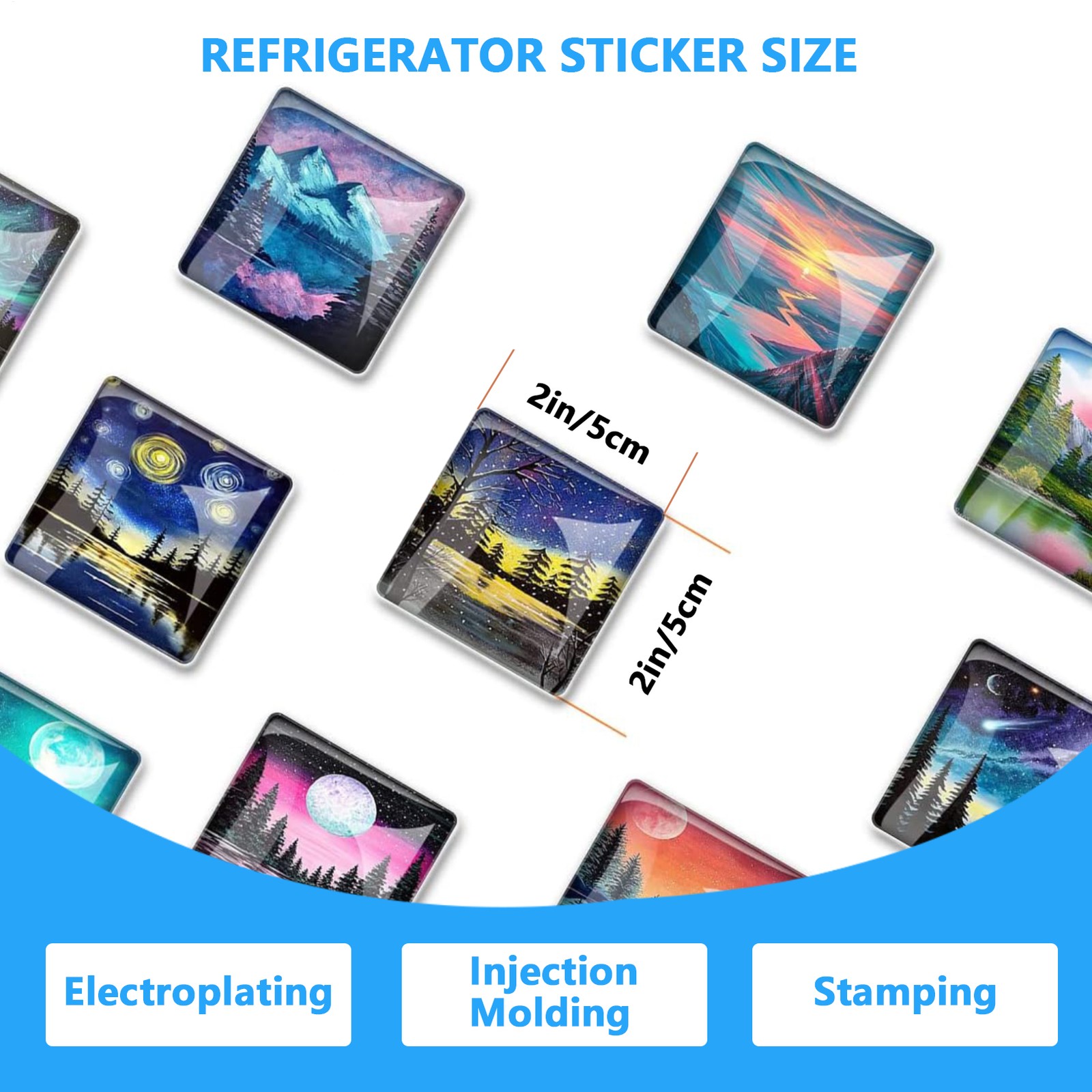 50mm 2inch Square Fridge Magnet Making Machine Kit + 100 Sets Magnet Consumables