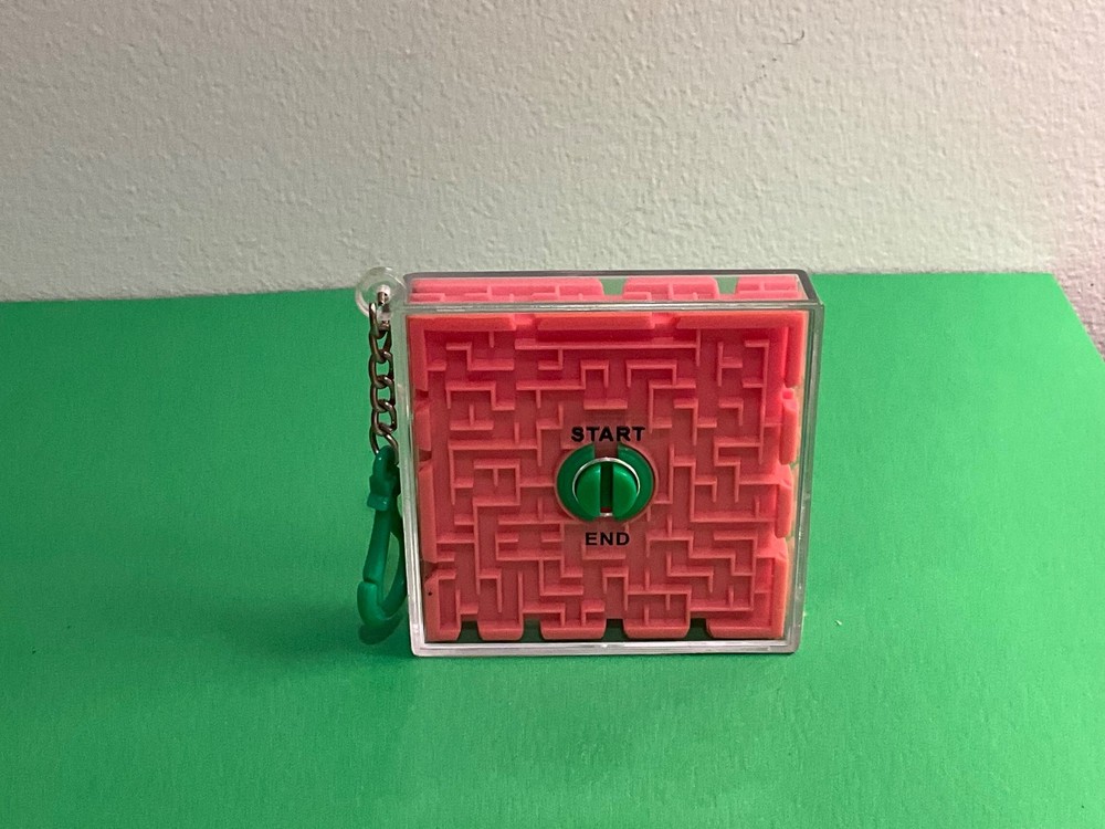 Maze Cube Puzzle Pink Brain Teaser Cube, Start/Goal Marked