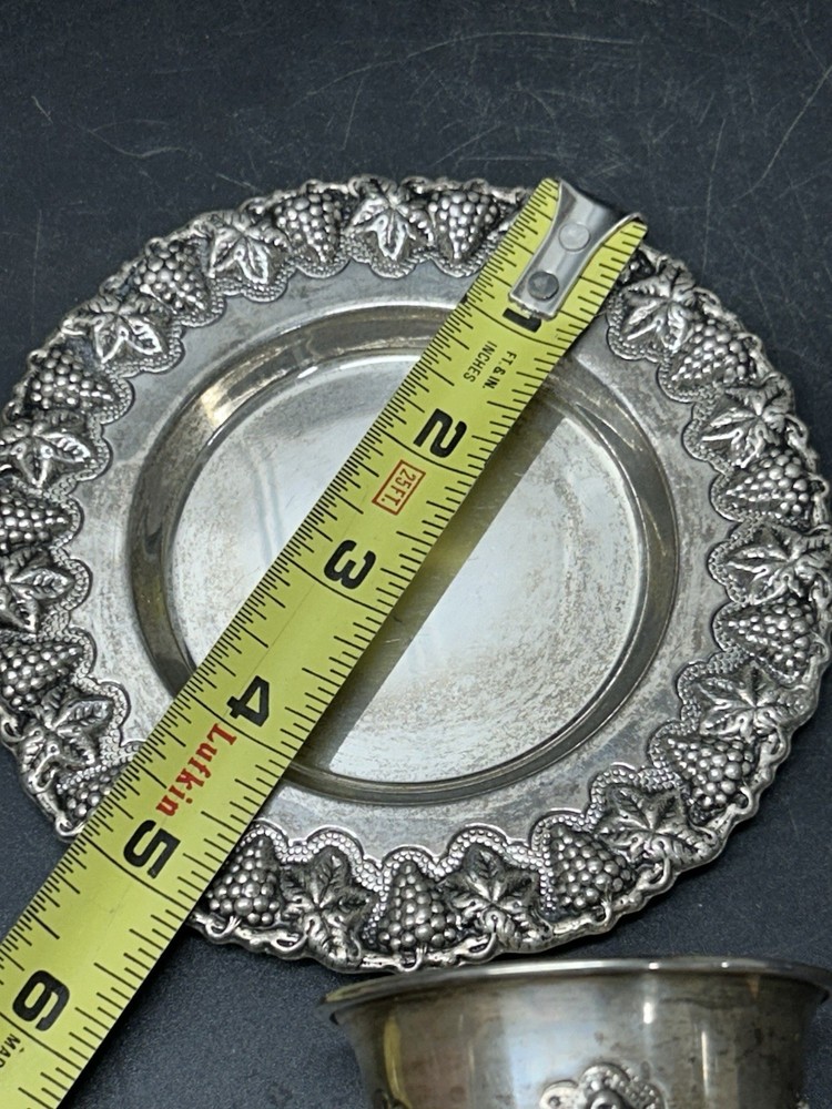 Vintage Sterling Silver Kiddush Saucer & Cup Set - 92 Grams