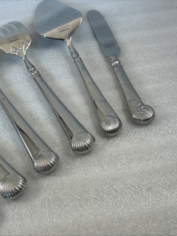 7 pc Reed & Barton Gloucester Shell Williamsburg Stainless Serving Flatware Set