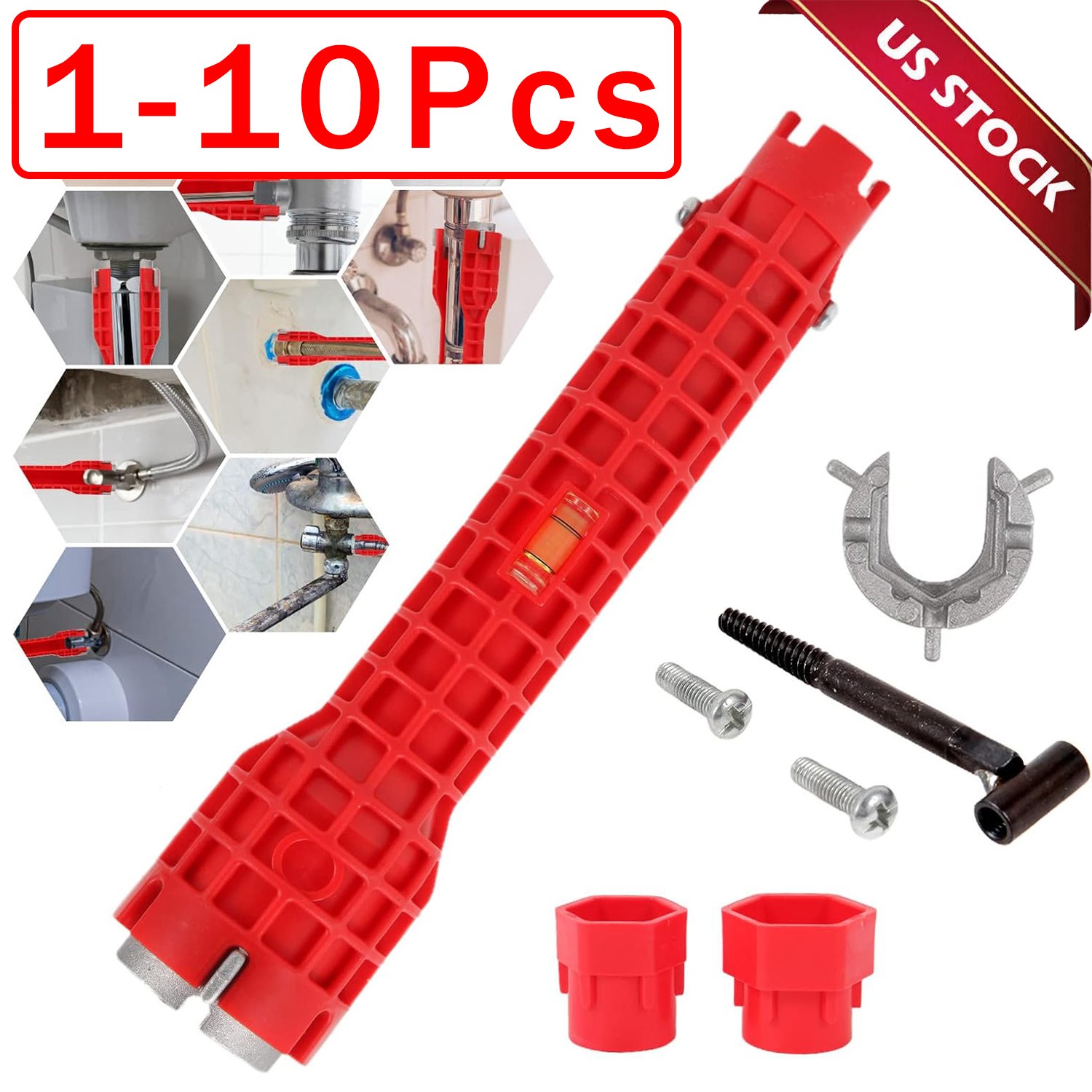 1-10 5 in1 Faucet Sink Installer Home Multi Tool Pipe Wrench Plumbers Homeowners