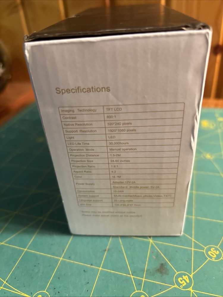 High Resolution LED Projector w/wireless Remote, USB & HDMI Input