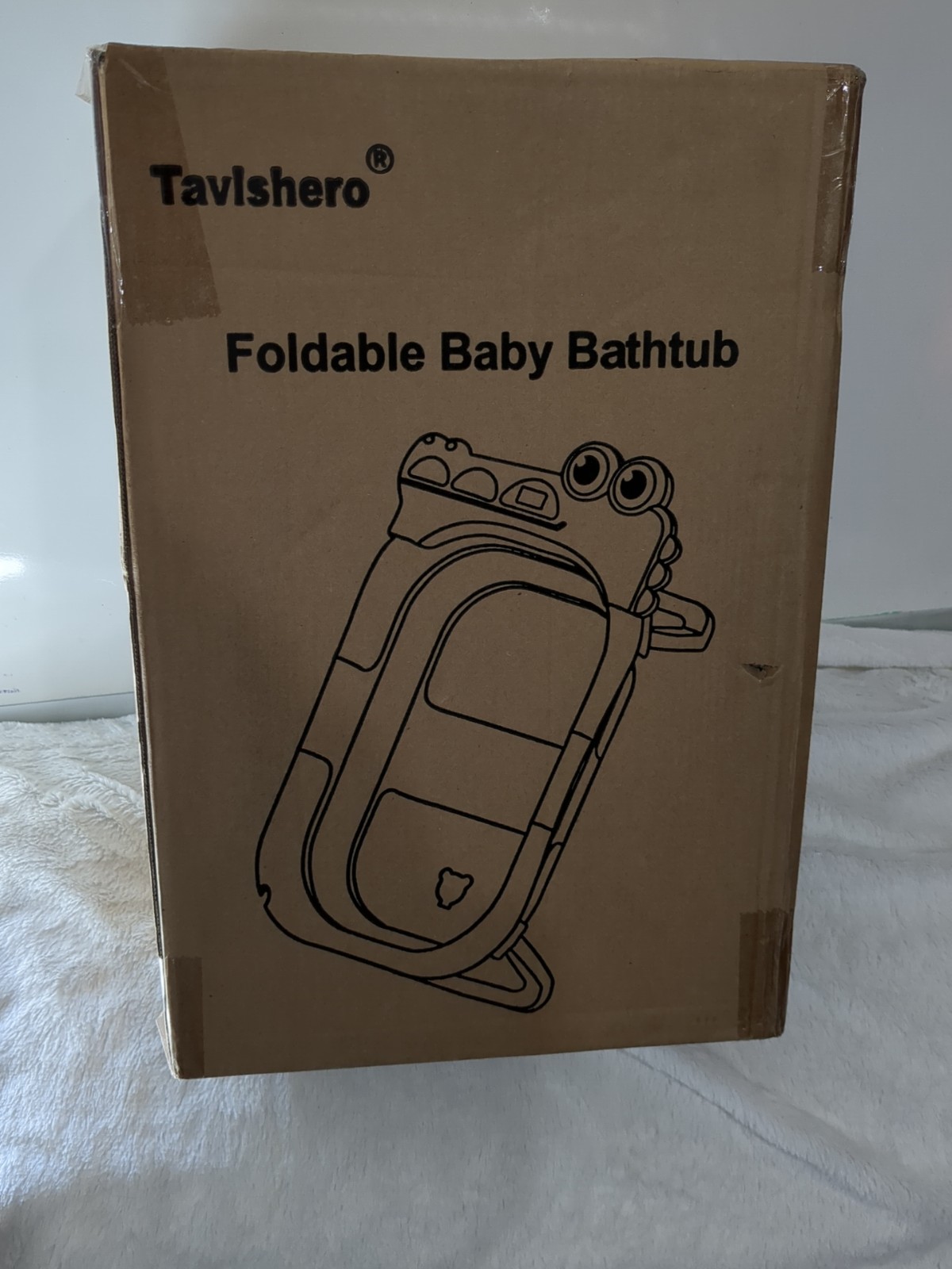 Foldable Baby Bathtub with Cushion & Temp Sensor, Portable Infant Tub 0–36M
