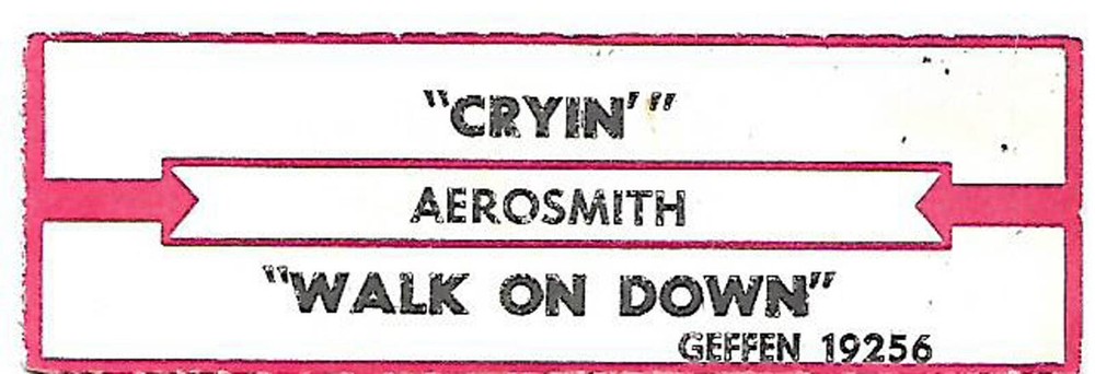 Aerosmith, Cryin'/Walk On Down, Jukebox Label 45