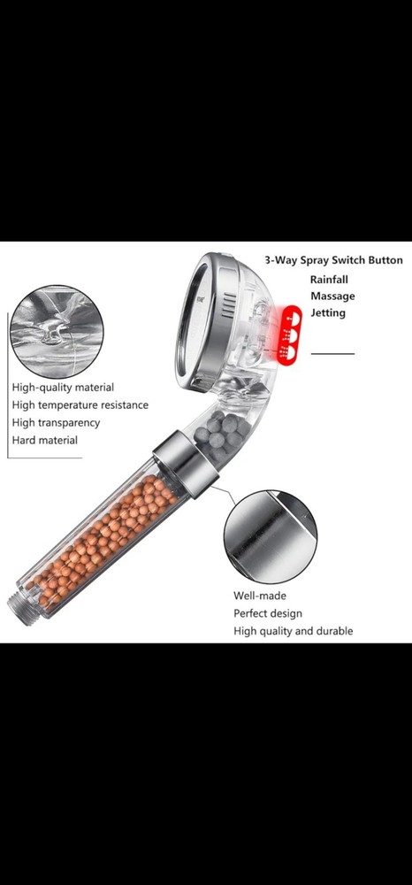 NOSAME Shower Head, Filter Filtration High Pressure Water Saving 3 Mode Function