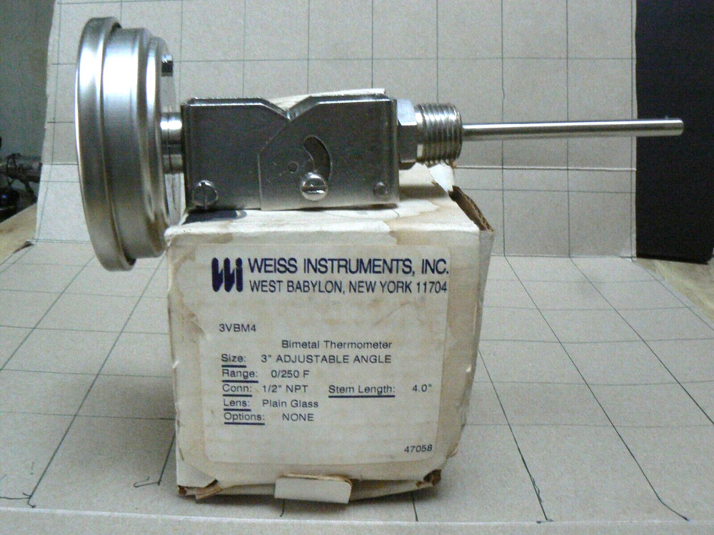 WEISS Instruments, 3VBM4, 3" Bimetal Thermometer, New (E)