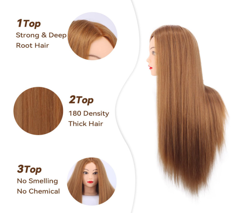 Mannequin Head 100% Real Hair Styling Training 26"-28" Manikin Cosmetology Hairs