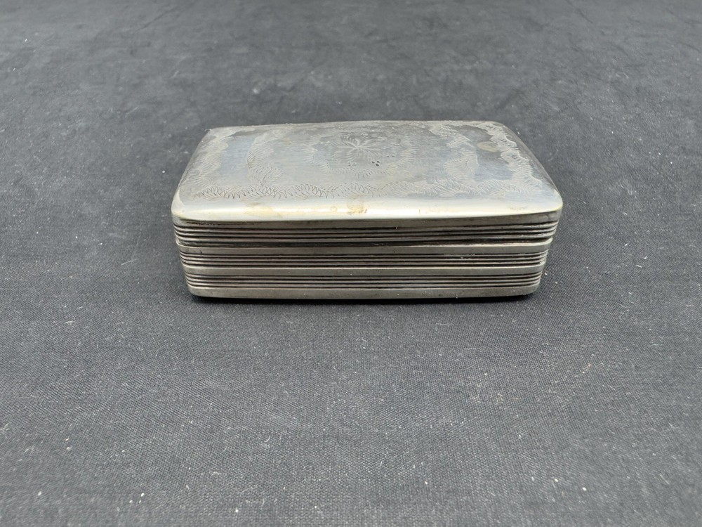 Antique Sterling Silver Hand Engraved Snuff Box