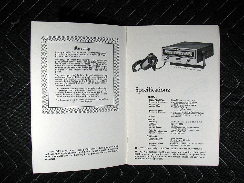 Genuine Genave GTX-2 -- 2 Meter FM Transceiver Manual