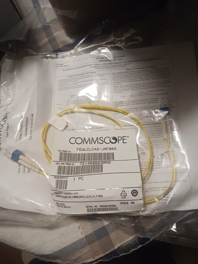 NEW COMMSCOPE Single mode Jumper Riser LS 1.6mm DPLX LC/LC FT003