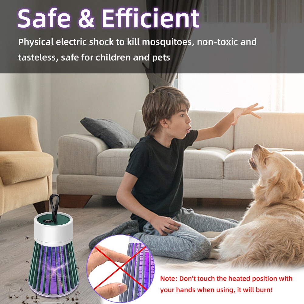 Portable & Rechargeable Bug Zapper LED Light Fly Bug Trap Pest Control Lamp USA