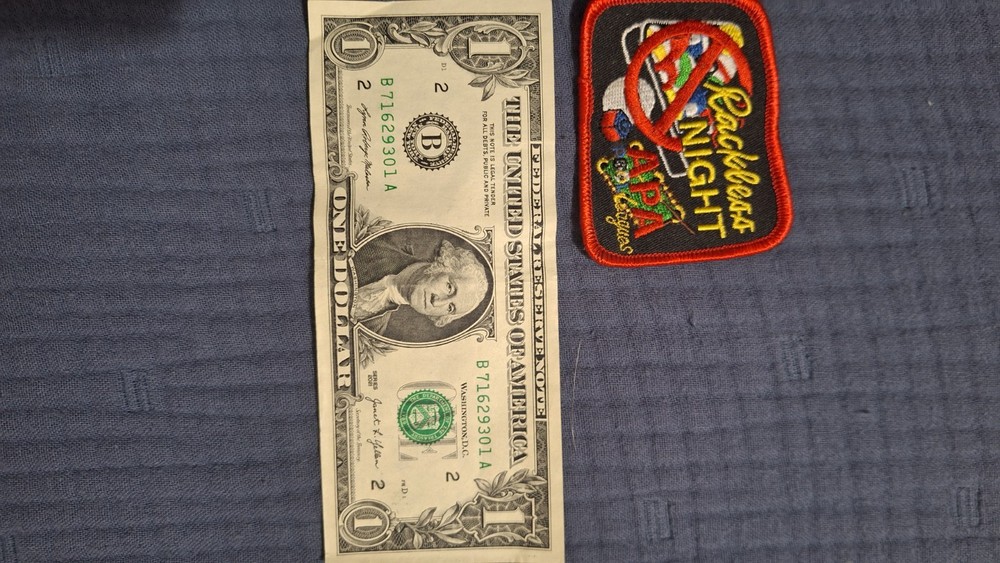 APA Pool Leagues Rackless Night patch. New