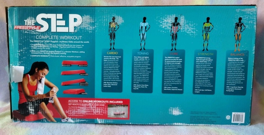 The Freestyle Step Complete Workout Aerobic Platform Stepper New, Open Box