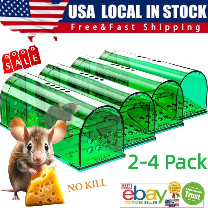4-Pack Humane Mouse Traps Live Catch & Release No Kill Rat Mice Trap Reusable