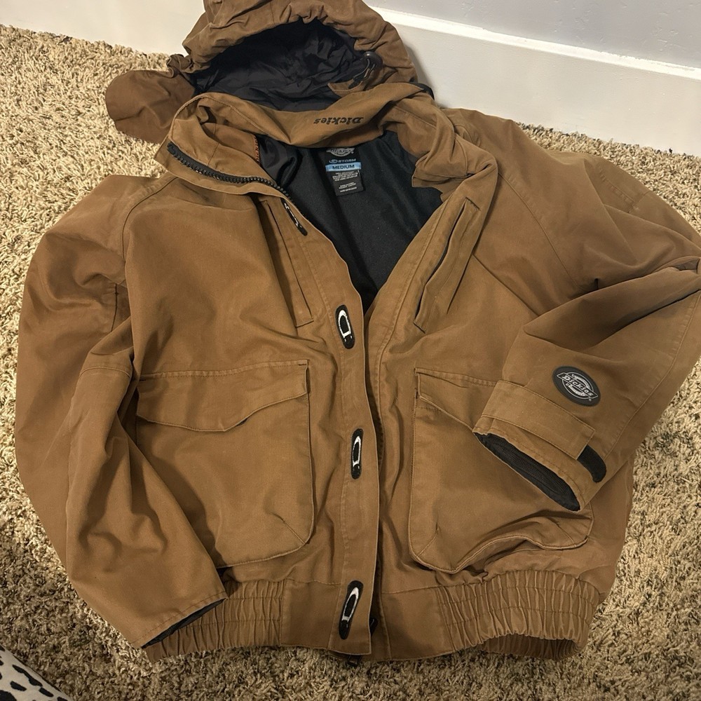 Dickies Storm Bomber Work Jacket Brown Medium Cotton Blend Construction