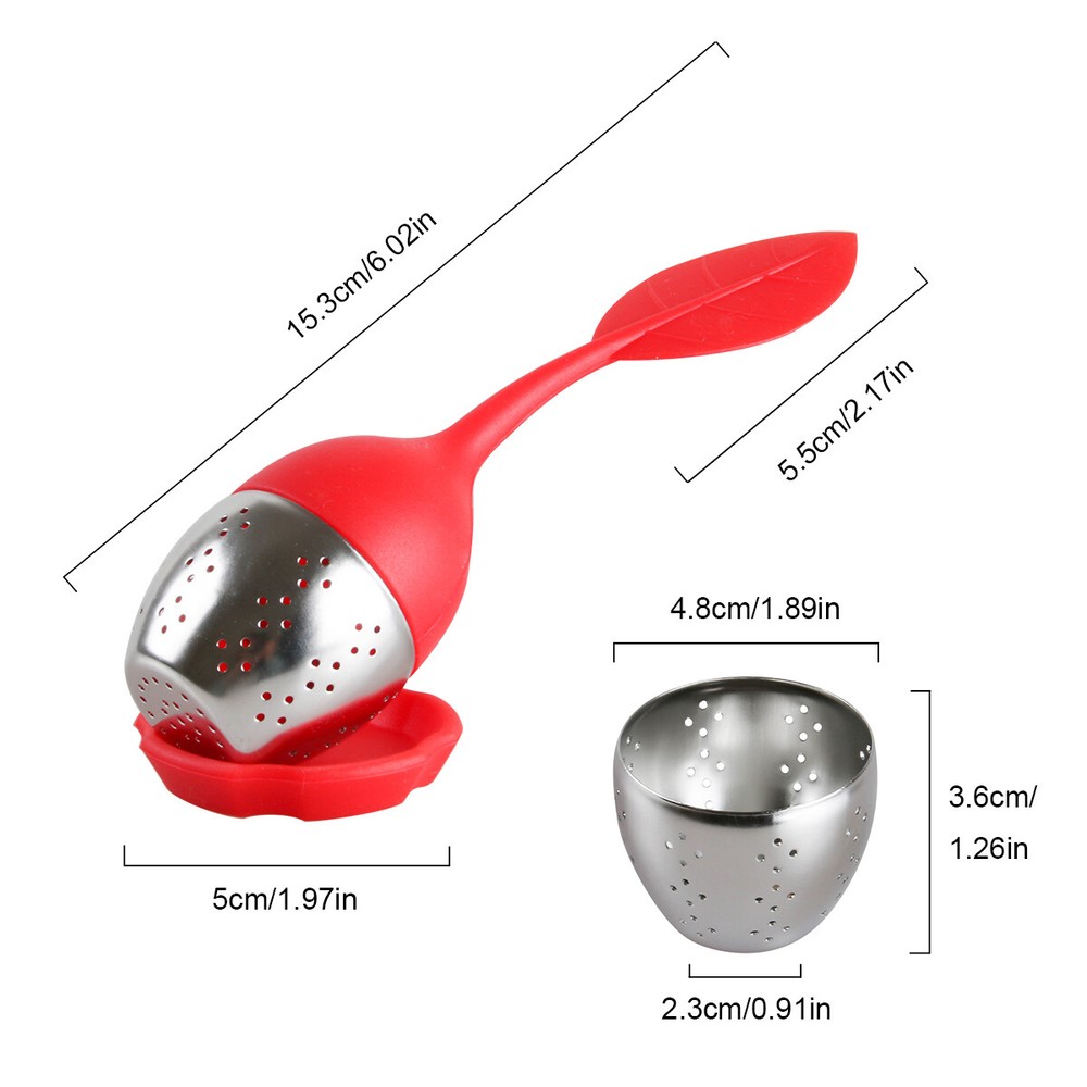 Silicone Tea Infuser Strainers Stainless Herbal Spice Filter Diffuser Red+Green