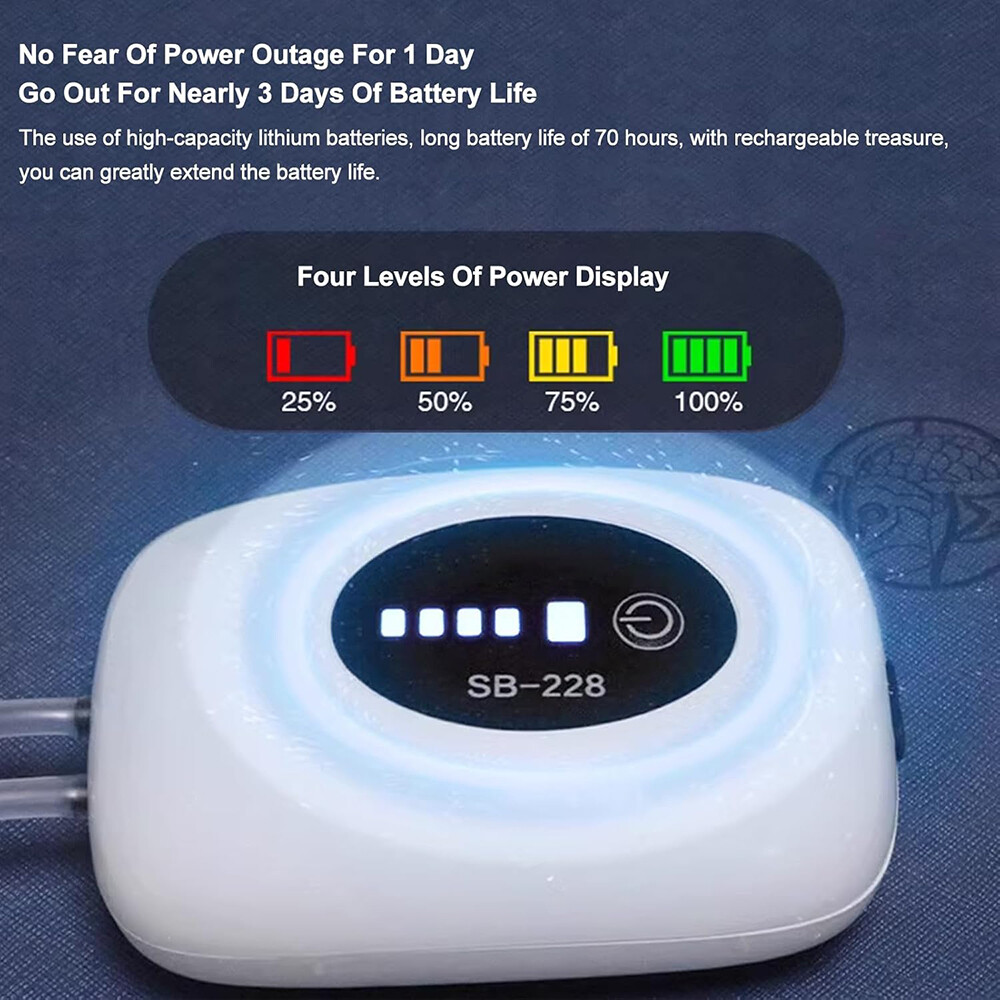 Air Pump Rechargeable Aerator Oxygen Pump USB Portable Air Bubbler For Fish Tank