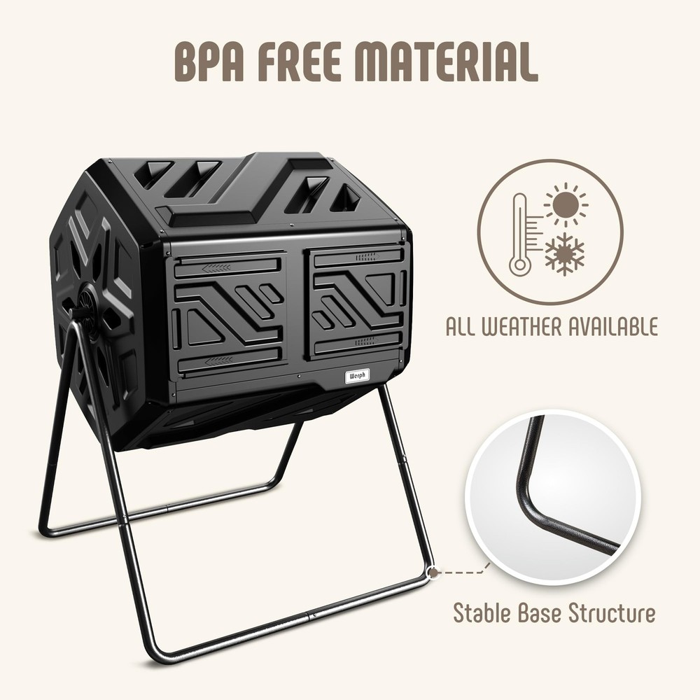 43 Gallon Compost Bin with Gloves, Fast Assembly & Easy Setup Outdoor Compost...