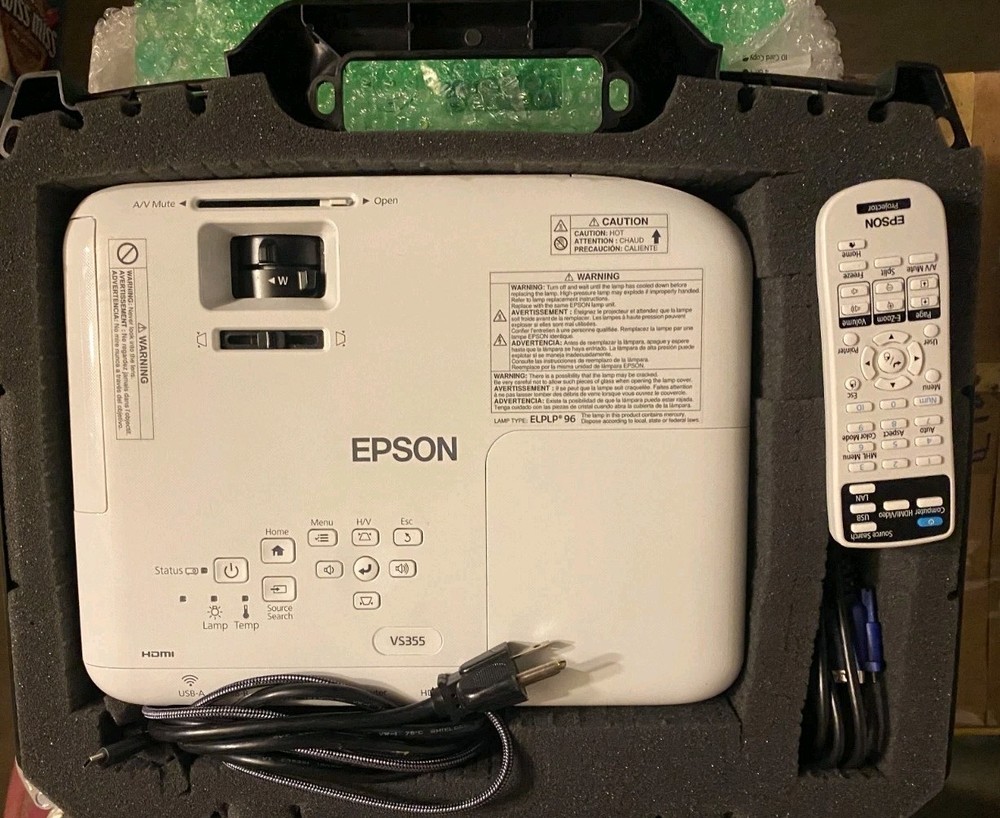 Epson VS355 WXGA 3LCD Projector Bundle – Refurbished, Only 75 Hours – Hard Case
