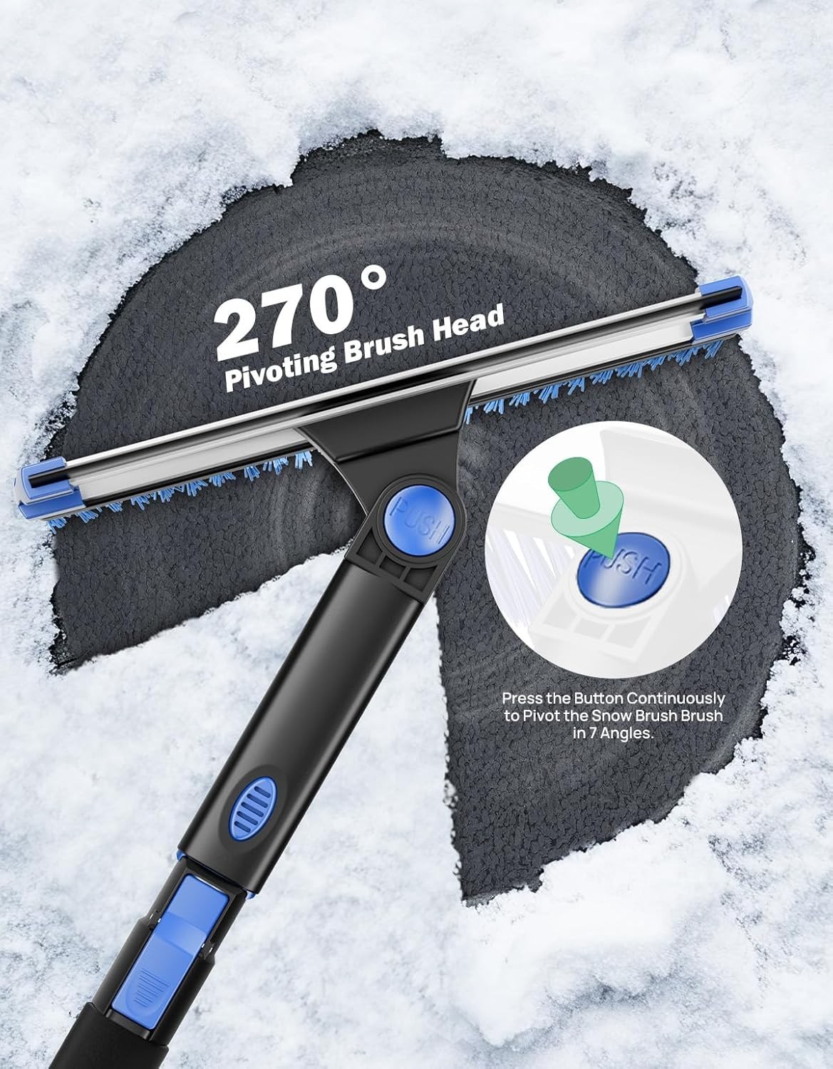 Multifunctional Car Snow Brush & Ice Scraper - 61.3″ Extendable with Helpers
