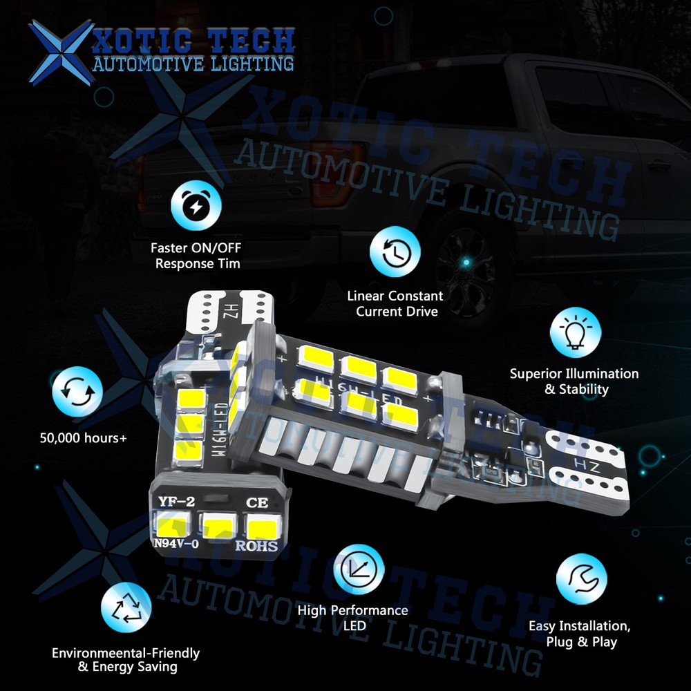 LED 921 Strobe Blinking Flashing Back Up Reverse Light Bulb Safety Warning White