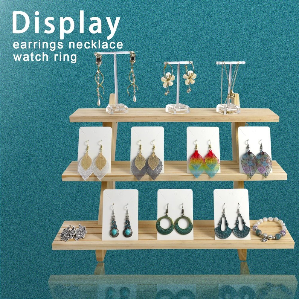 3 Tier Earring Display Stands For Selling, Retail Display Riser Earring, Ring...