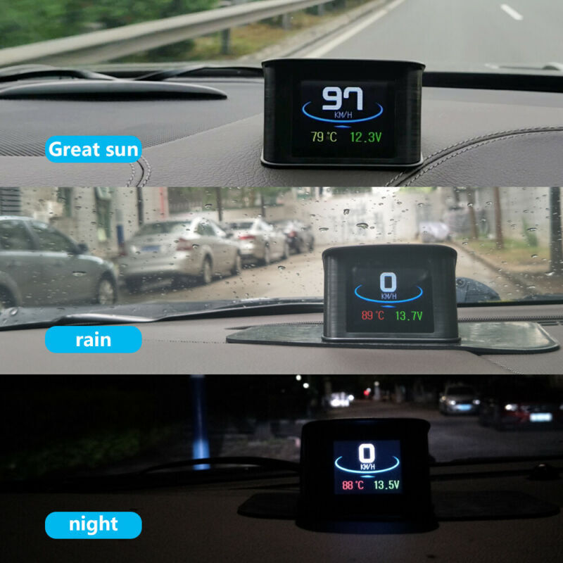 Head Up Display Car HUD OBD2 Speedometer Speed Warning BAT CWT Diagnostic Meter