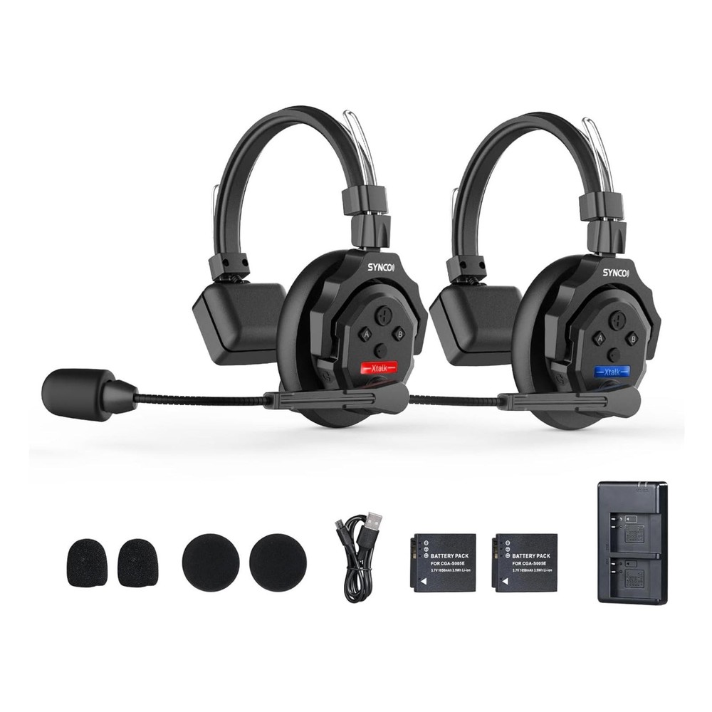 SYNCO XTALK-X2 Wireless Intercom Headset System 2.4GHz 350M/1148FT For 2 Persons