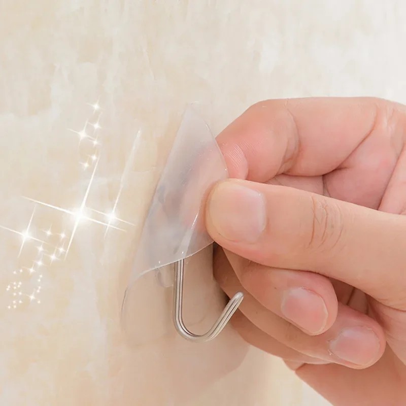 1-50pcs Adhesive Sticky Hooks Heavy Duty Clear Wall Seamless Hooks Hangers USA