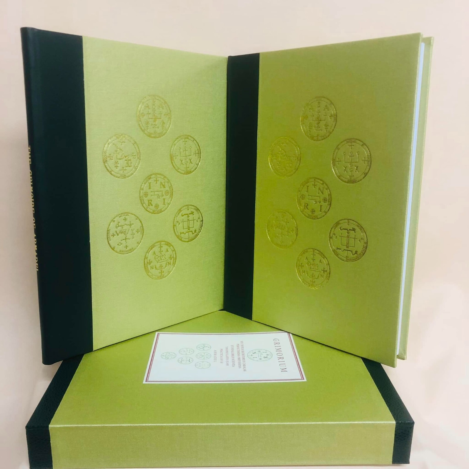 Grimoire of Armadel two volumes leather and cloth binding full colour slipcased