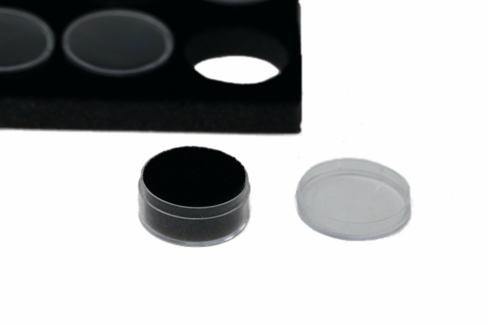 36 1/2 Dollar Size Lucite Cups in 14 x 8 x 1 Riker Display Case Coins Buttons