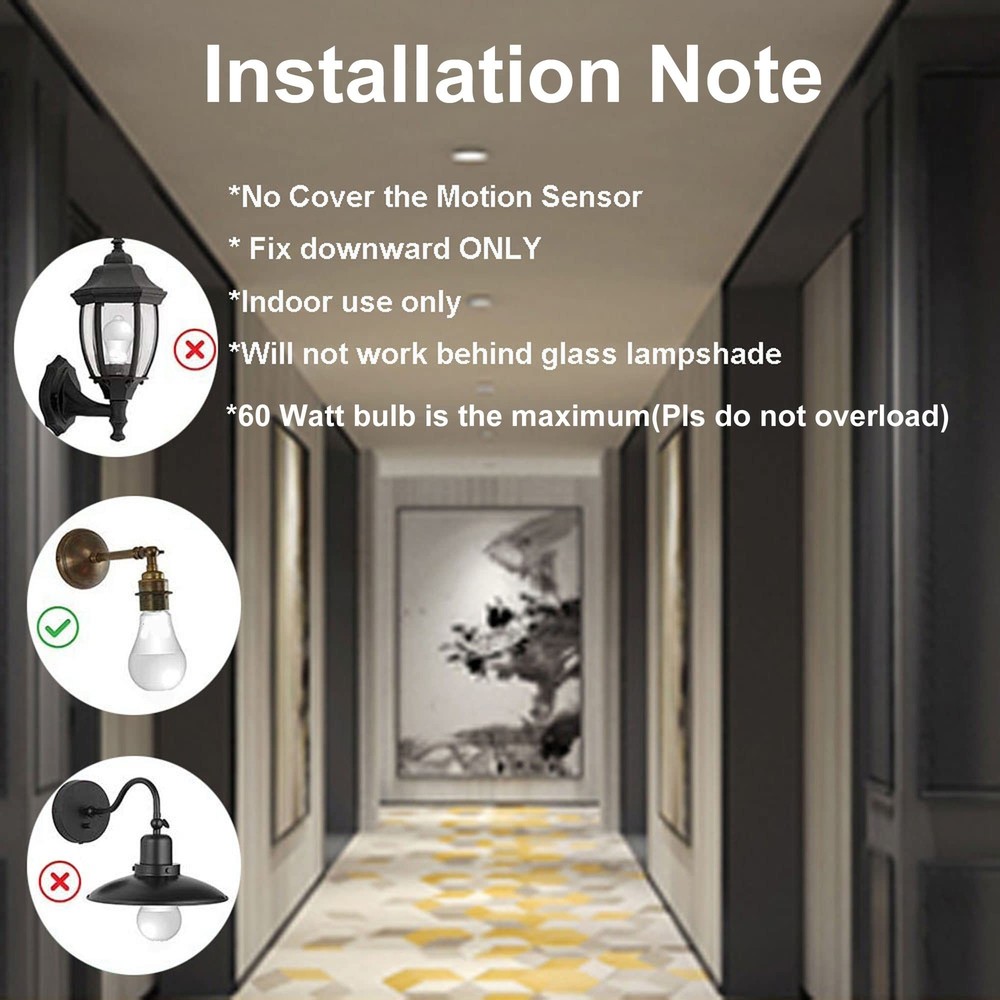 2 pack Screw-In Motion Detector Sensor Light Socket 360° up to 25' All E26 Bulb