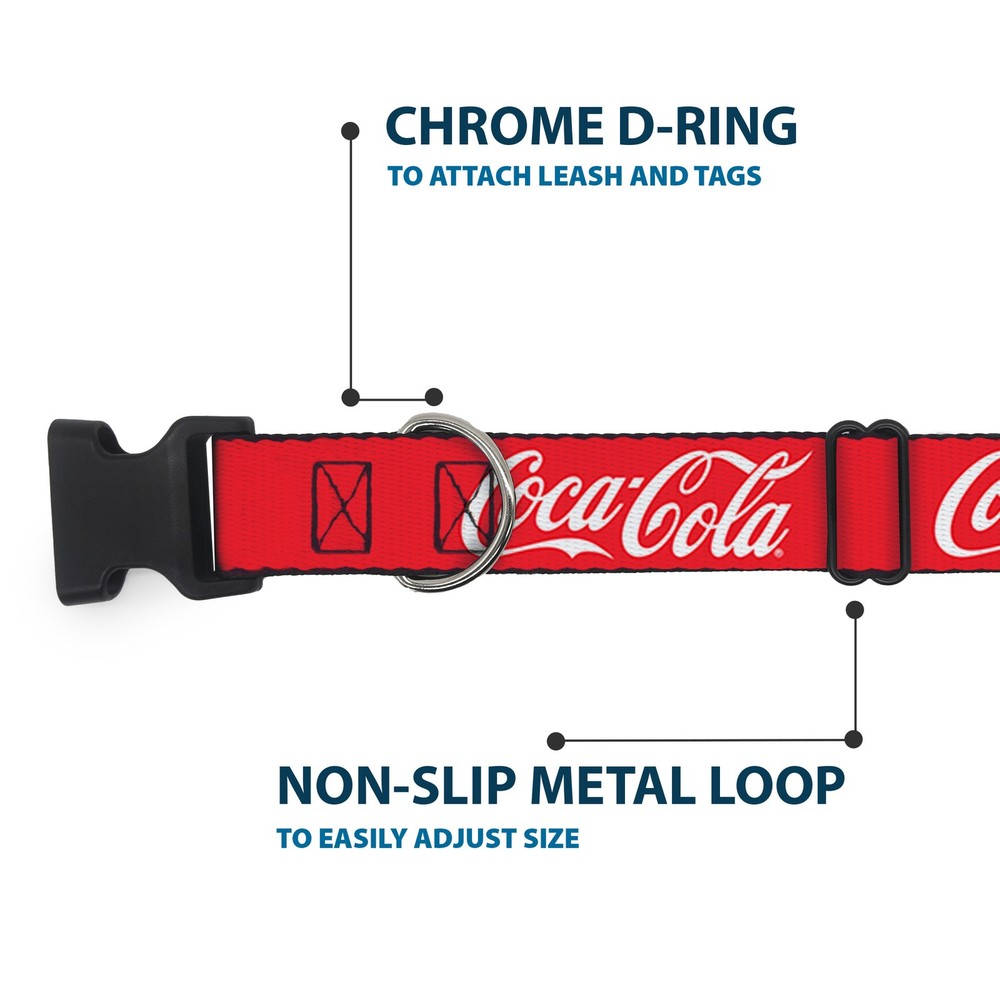 Plastic Clip Collar COCA-COLA Script Logo Red/White Large 15-24"