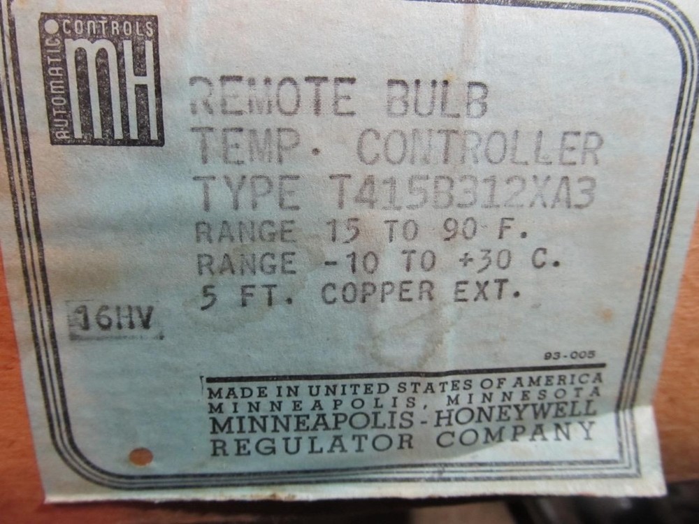 Honeywell T415B312XA3 Remote Bulb Temperature Controller