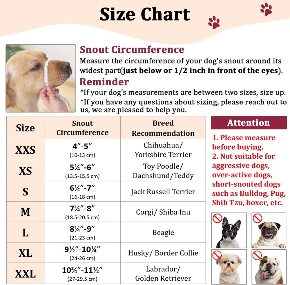 Breathable Soft Mesh Dog Muzzle for Small to Large Breeds - All Sizes Available