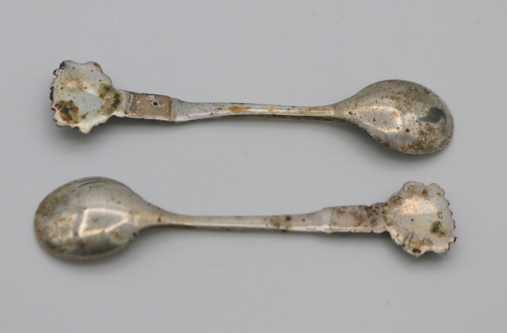 Set of 2 Small 800 Silver Salt Spoons