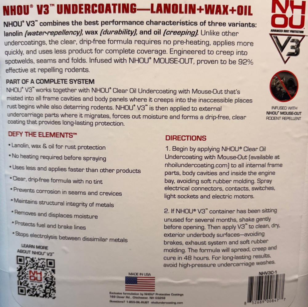 NHOU V3 Clear Pro Undercoating Gun Kit (2 B Quart Bottles)