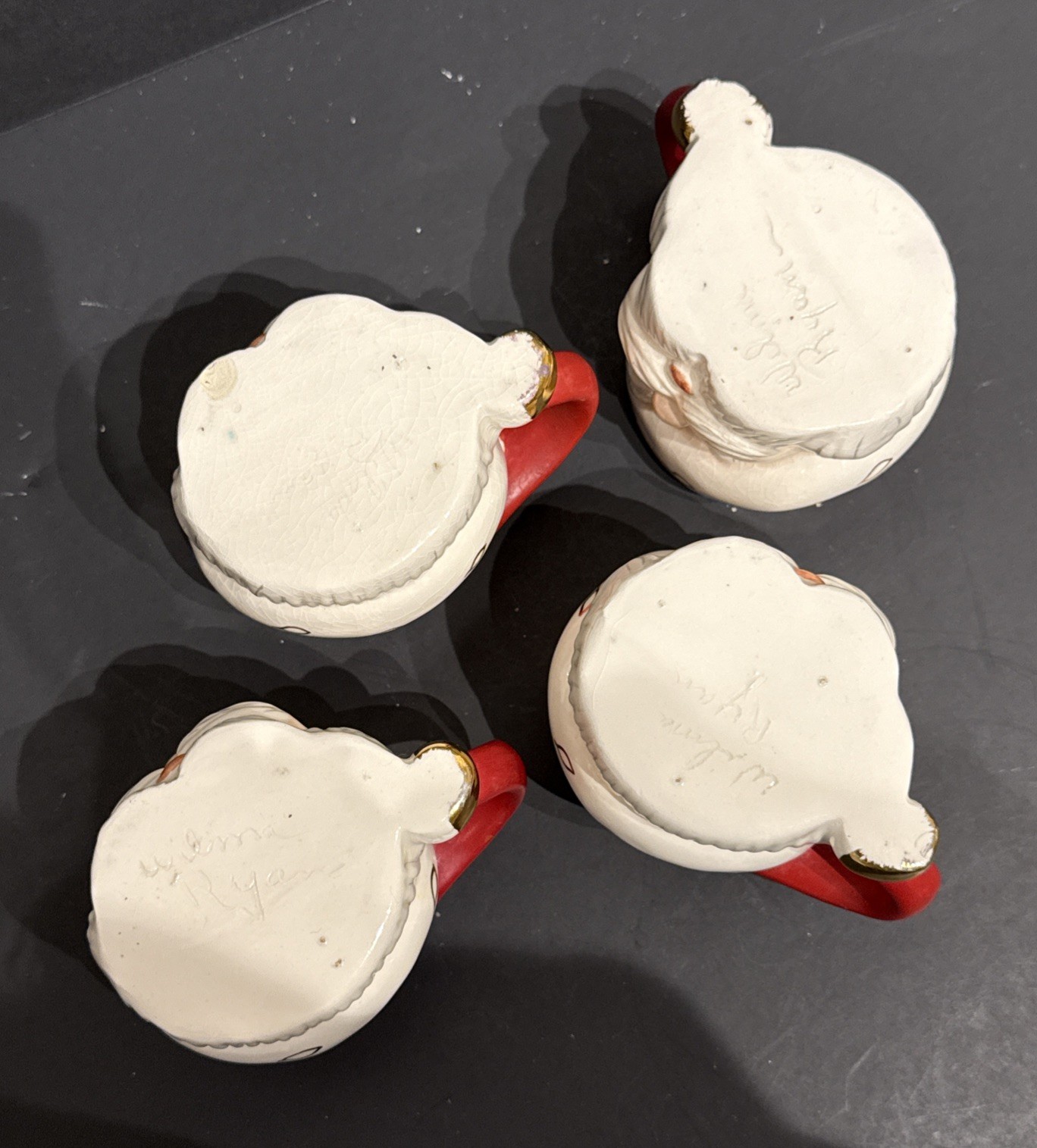 Vintage Santa Mugs Set Of 4 HH Style Made In Japan, 2.75” Tall