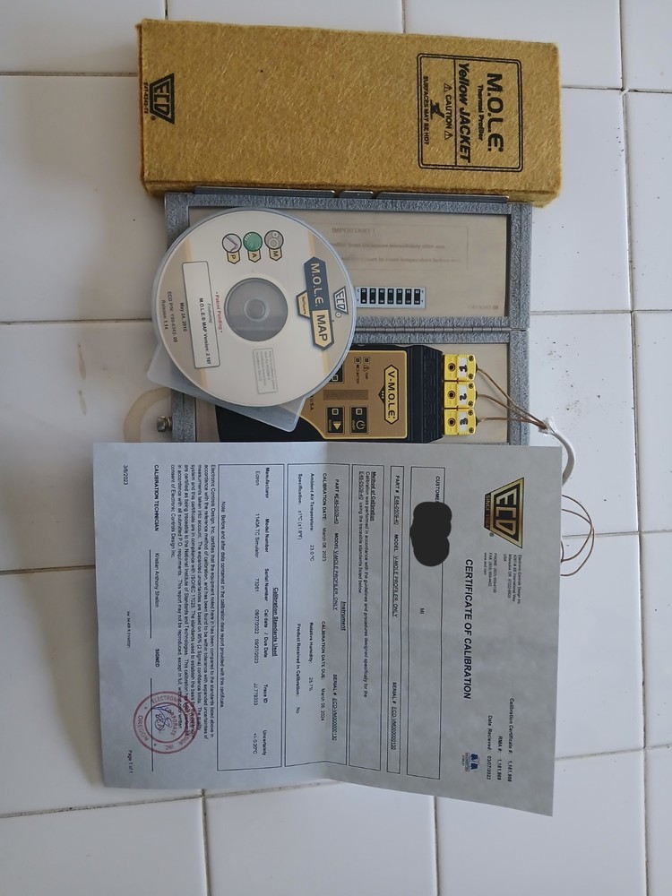 ECD V-MOLE Thermal Profiler With Yellow Jacket  And Paperwork