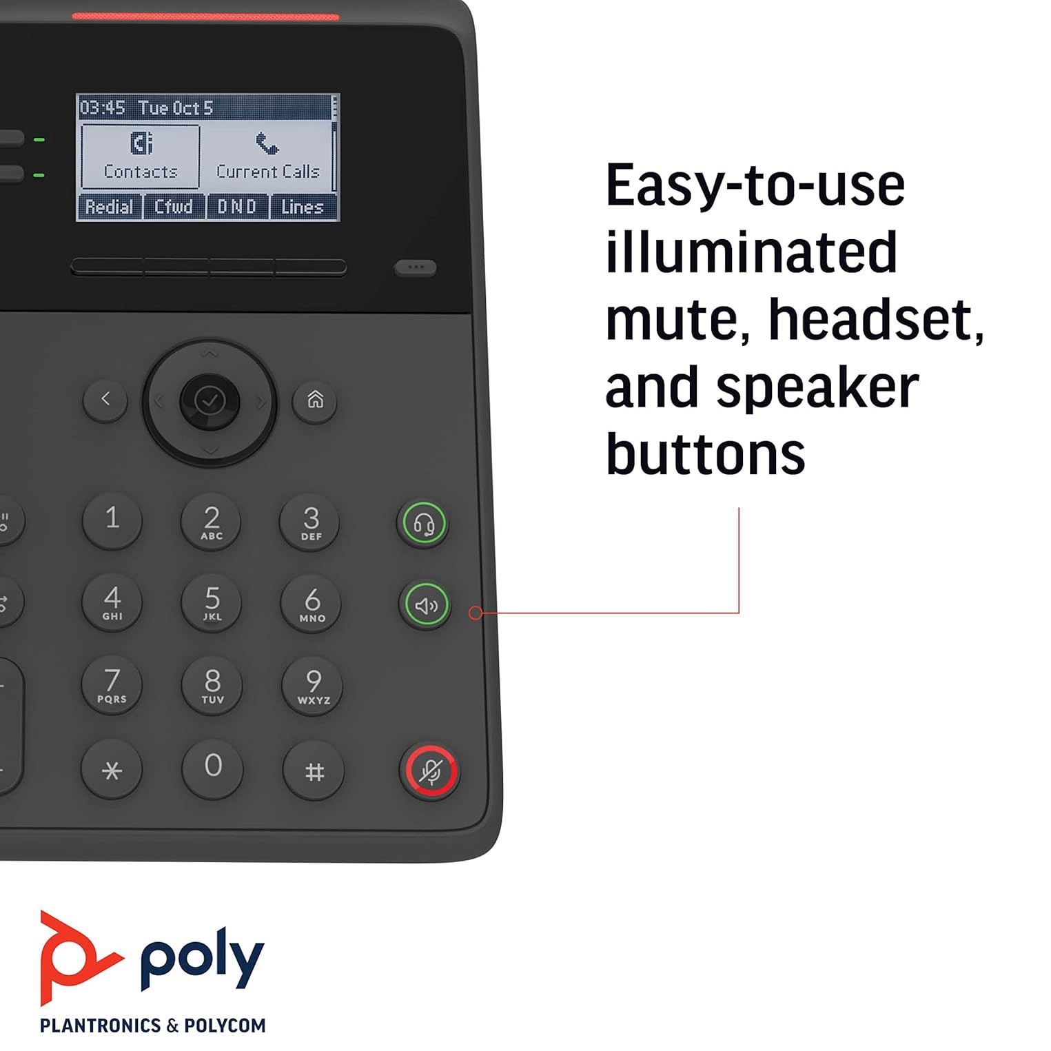 Plantronics Poly Edge B10 IP Desk Phone With Power Adapter (Polycom) 8 Lines NEW