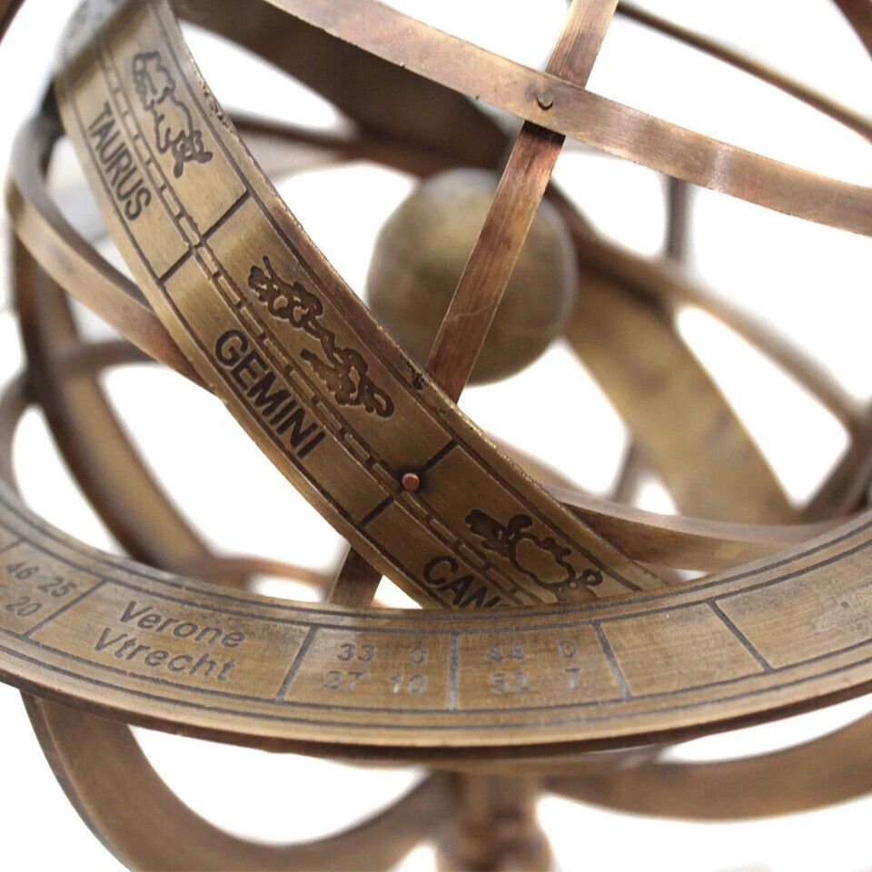 Globe Engraved Brass Tabletop Armillary - Nautical Sphere Globe 12'' inches