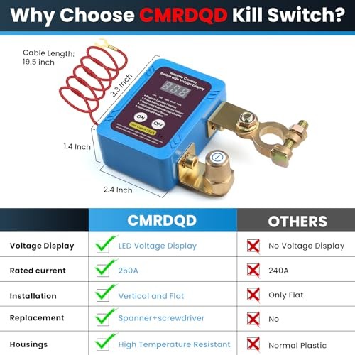 250A 12V Remote Battery Disconnect Switch, Upgrade Smart Voltage Kill Switch