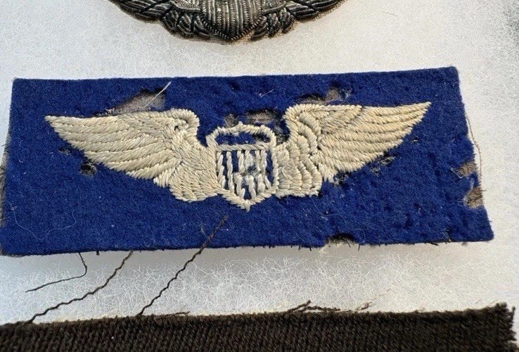 3 Vintage USAAF / 8th AAF Pilot Wings ~ Bullion & Wool British Made / OD US made