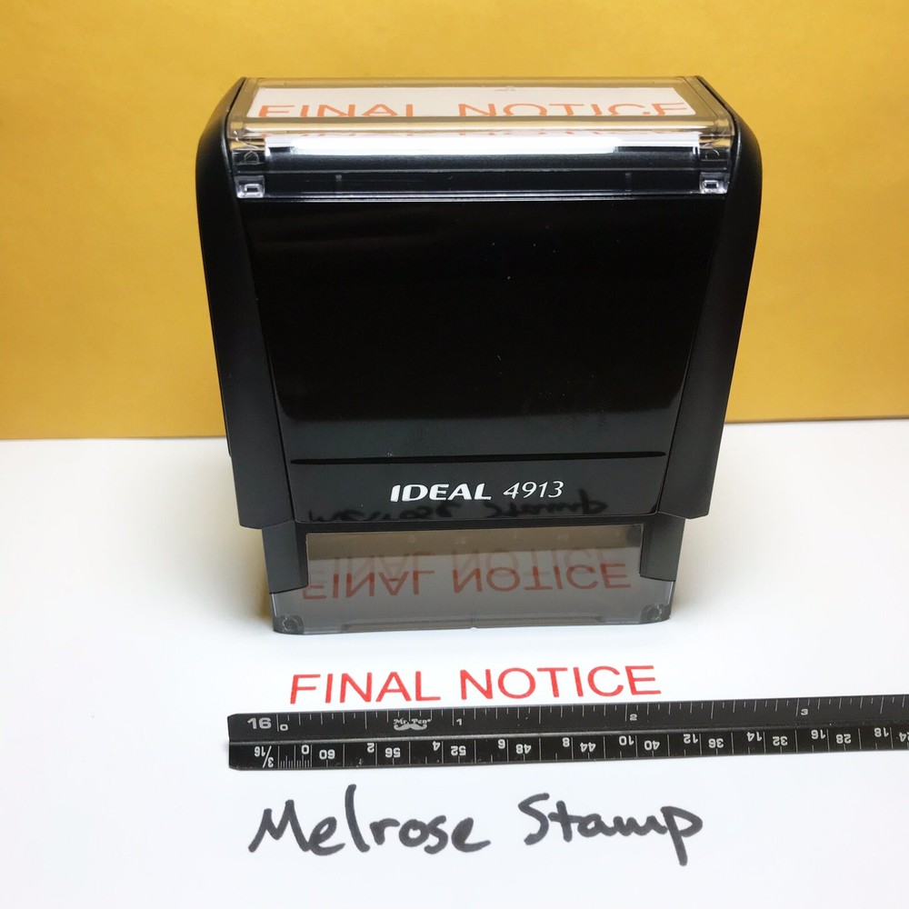 Final Notice Rubber Stamp Red Ink Self Inking Ideal 4913
