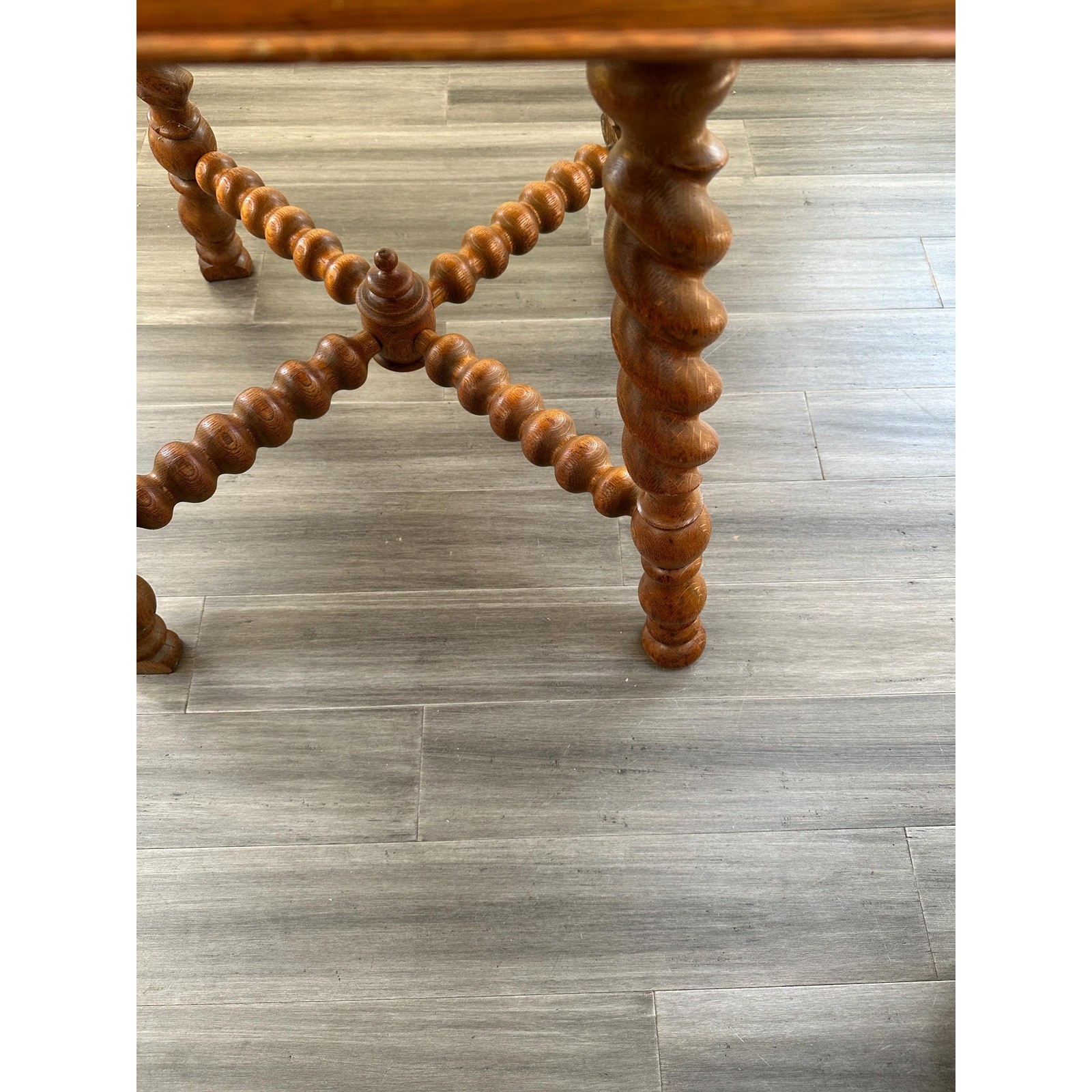 Vtg Oak Barley Twist Table Jacobean Revival Square End Table 29"x29" Solid Oak