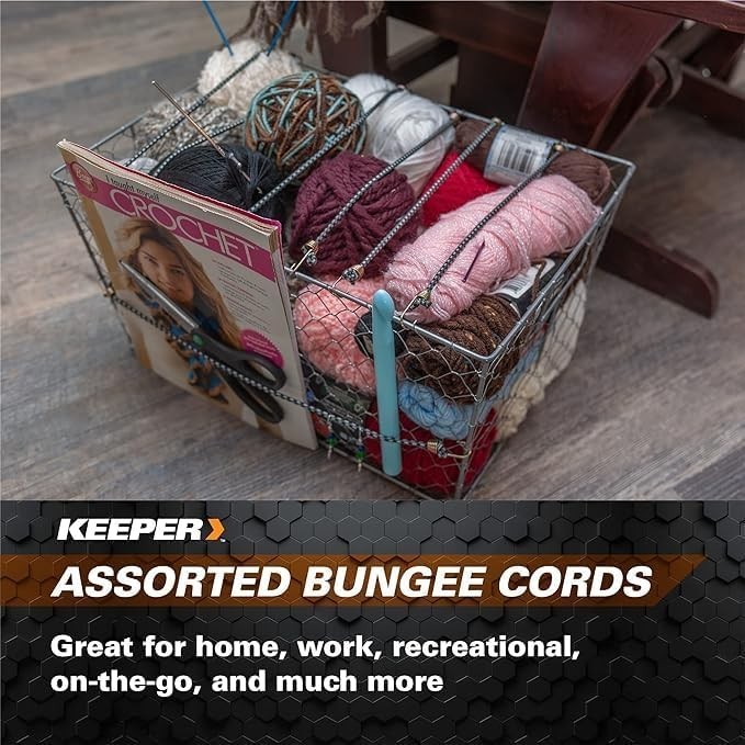Durable Mini Bungee Cords Set - 6 Pcs, Weather-Resistant & Heavy-Duty Hooks