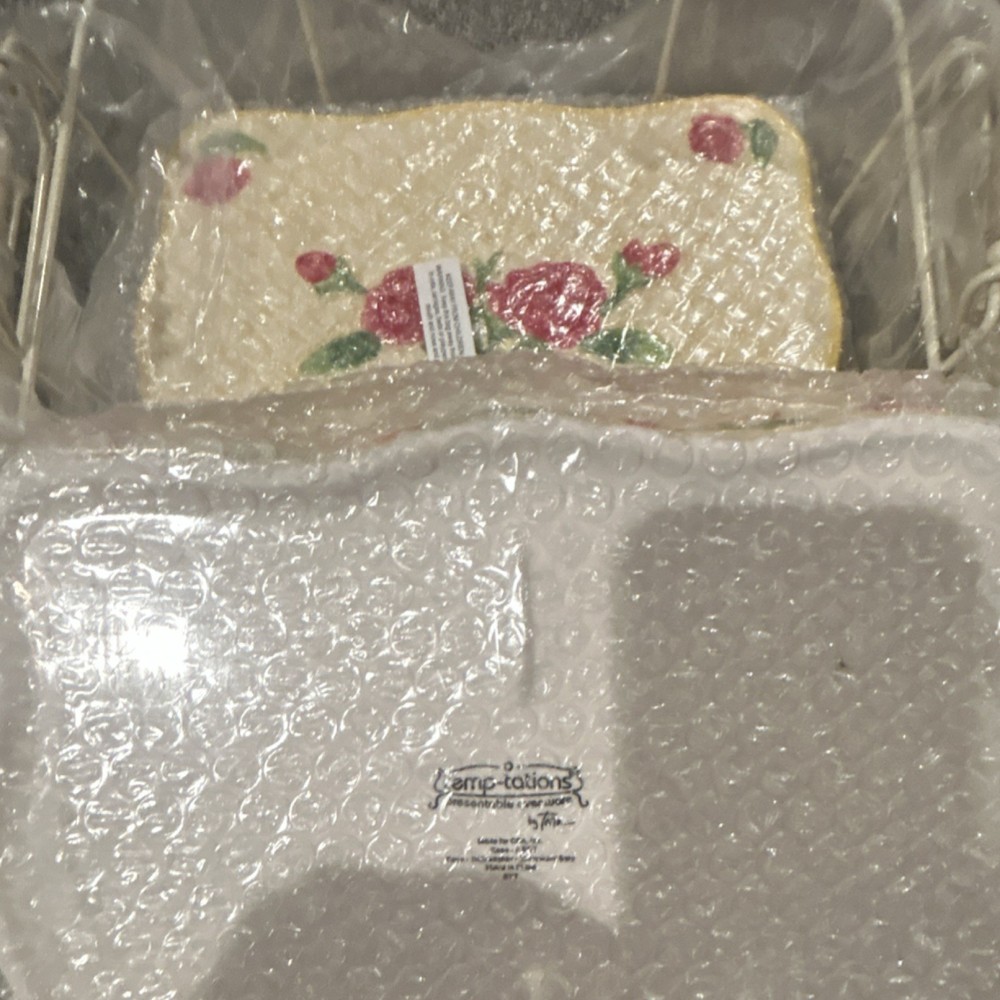 Temp-tations Rose by tara 12 Piece Ceramic Rectangular Floral Baking Dishes.