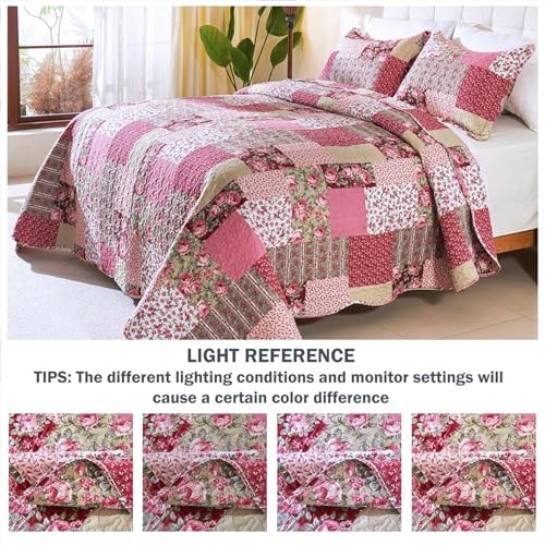 Romantic Patchwork Quilt Set Oversized King Oversize King 114x102 Hot Pink