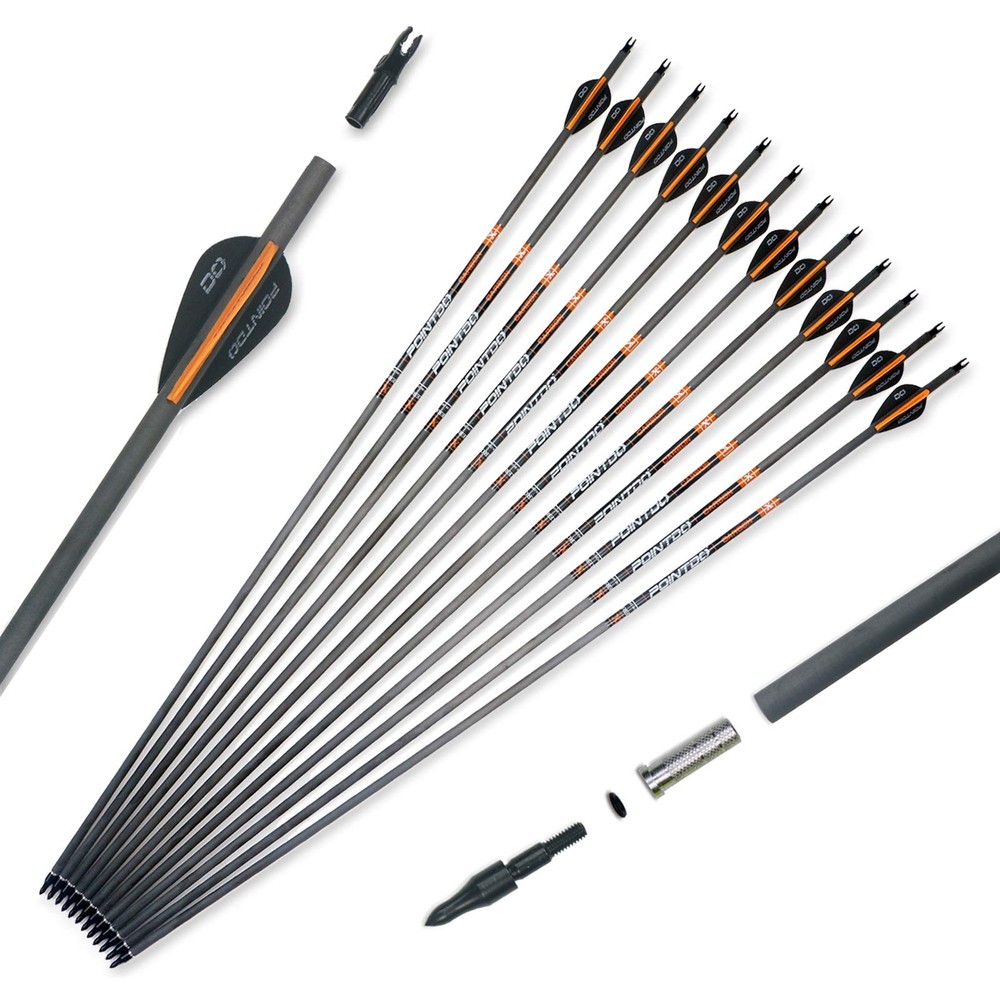 100% Carbon Arrow Practice Hunting Arrows with Removable Tips for Compound & ...