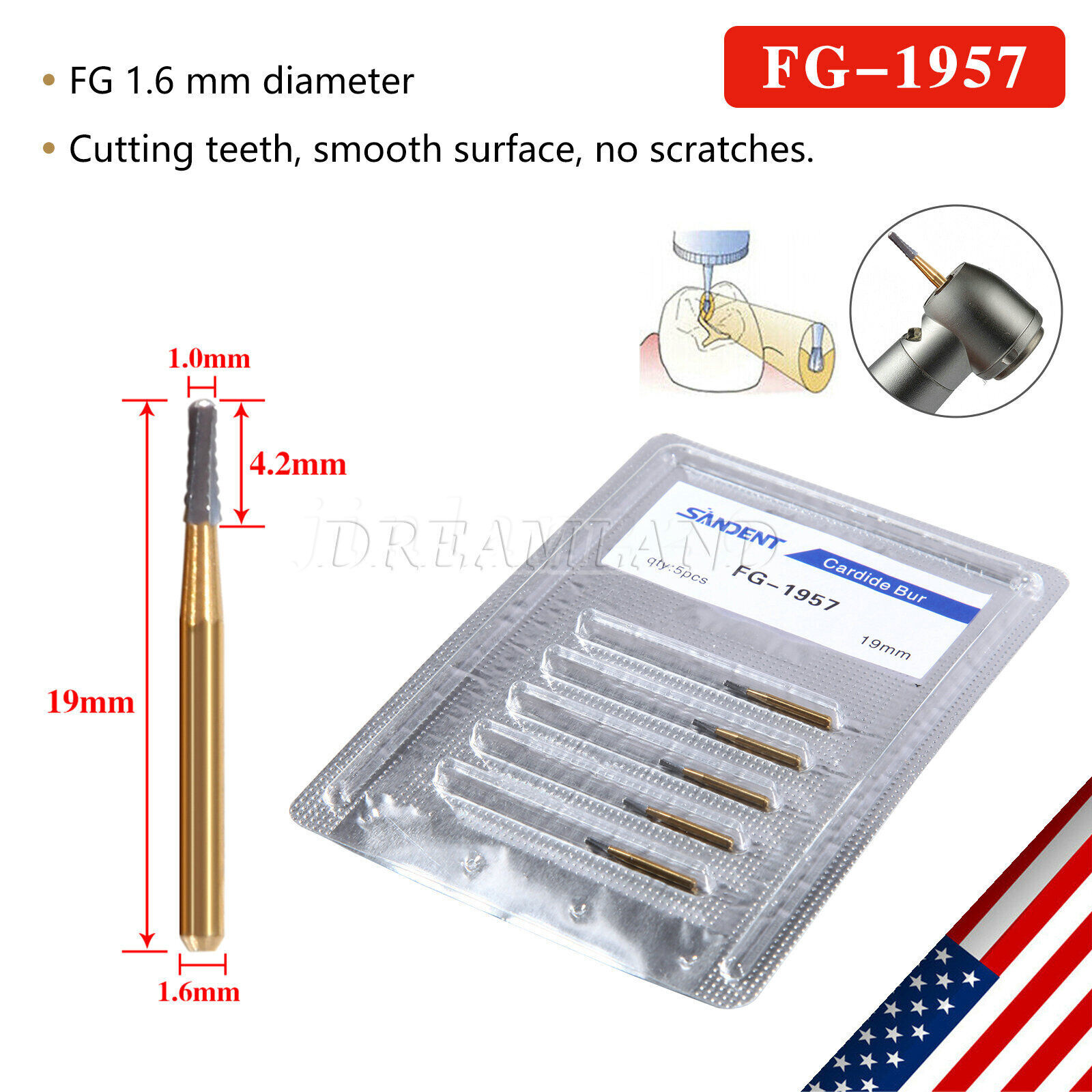 5/10Pcs Dental Carbide Trimming & Finishing Burs FG7404/7406/7408/7901/7902/7903